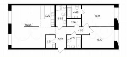 3-к квартира, 109.8 м², 7/16 эт.