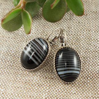 Серьги Агат черный 