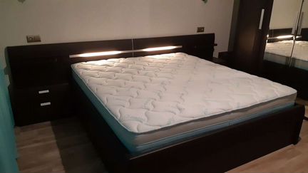 Кровать с тумбочками Лазурит, с матрасом Аскона