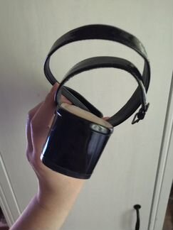 Туфли босоножки zara чёрные лак открытая пятка