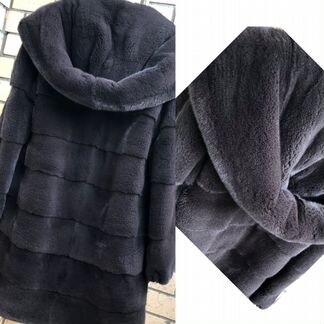 Новая норковая шуба темный графит в плюшевом мехе