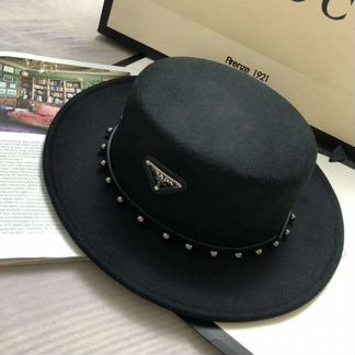 Шляпа prada черная белая коричневая