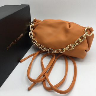 Новая женская сумка клатч Bottega Veneta рыжая