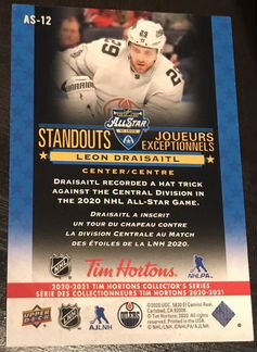 Хоккейные карточки NHL Tim Hortons 2020-2021