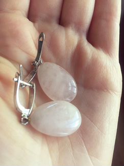 Серьги Серебро с Розовым Кварцем