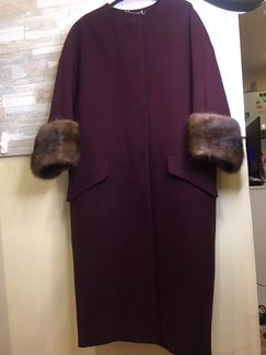 Пальто с норкой, 3/4 рукав, подклад до -10