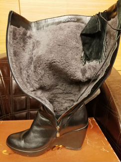 Зимние кожаные сапоги