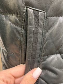 Кожаный пуховик женский