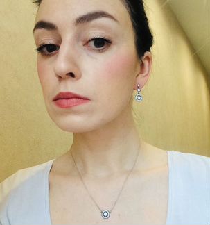 Pandora серьги и ожерелье