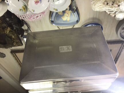 Шкатулка бокс антикварная посеребрение