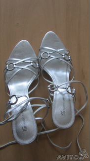 Босоножки серебряные натуральная кожа