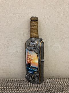 Бутылка декорированная для алкоголя, ручная работа