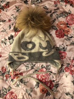 Шерстяная шапка, с натуральным мехом