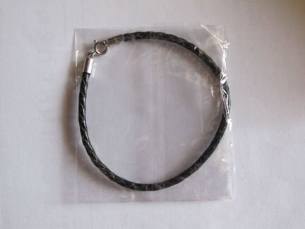 Браслет для шармов кожаный чёрный - Новый