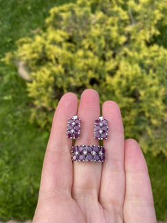 Серебряный комплект с рубинами